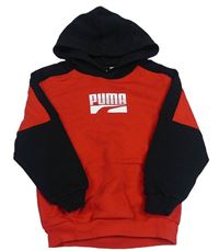 Červeno-černá mikina s logem a kapucí Puma