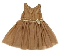 Hnědé tylové šaty se zlatými hvězdičkami H&M