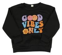 Černá mikina s nápisy a smajlíky shein