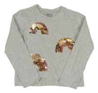 Šedé melírované triko s duhami z flitrů Next