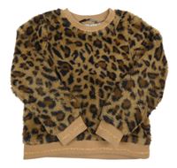 Hnědá chlupatá leopardí mikina George