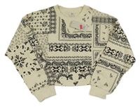 Nové - smetanovo-černá vzorovaná crop mikina River Island