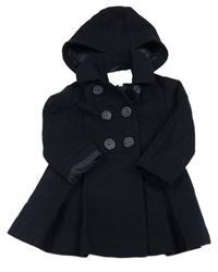 Tmavomodrý flaušový podšitý kabát s kapucí Mini Boden