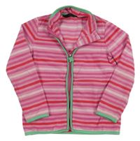 Růžová pruhovaná fleecová propínací mikina Tchibo