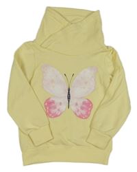 Žlutá mikina s motýlkem a komínovým límcem Dopodopo