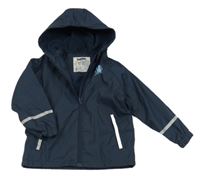 Tmavomodrá nepromokavá jarní bunda s chobotnicí a kapucí lupilu