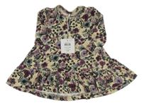 Nové - béžovo-fialové květované šaty Name it