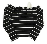 Černé pruhované crop triko shein