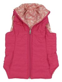Růžová šusťáková prošívaná zateplená oboustranná vesta 