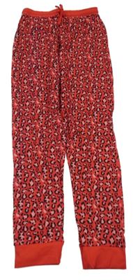 Červené leopardí pyžamové kalhoty 