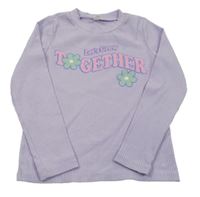 Fialové žebrované triko s nápisem 