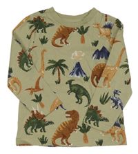 Khaki pyžamové triko s dinosaury Nutmeg