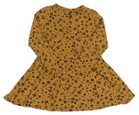 Hnědé vzorované bavlněné šaty Tu
