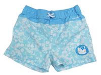 Světlemodro-bílé květované plážové kraťasy s Hello Kitty Sanrio