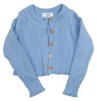 Světlemodrý žebrovaný crop propínací svetr Primark
