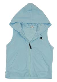 Světlemodrá propínací vesta s výšivkou a kapucí Shein