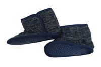 Tmavomodro-šedé melírované pletené zateplené válenky 