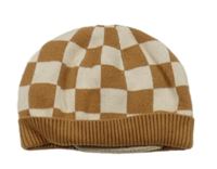 Smetanovo-okrová kostkovaná čepice Next