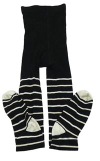 Černo-bílé pruhované punčocháče Tu