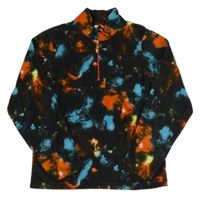 Černo-modro-oranžová vzorovaná fleecová funkční mikina Mountain Warehouse