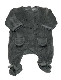 Antracitový sametový overal s čumákem Kiabi 