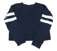 Tmavomodro-bílá crop mikina s pruhy H&M