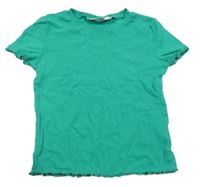 Zelené žebrované crop tričko