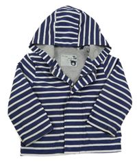 Tmavomodro-bílá pruhovaná šusťáková jarní bunda s kapucí Tu