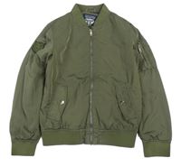 Khaki šusťákový jarní bomber s nášivkami C&A