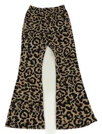 Béžovo-černé flare legíny s leopardím vzorem shein
