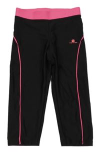 Černo-neonově růžové sportovní crop legíny Domyos