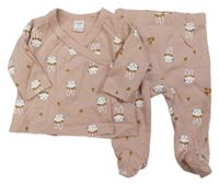 2set - Růžové zavinovací triko s králíky + polodupky 