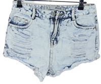 Dámské světlemodré plísňové riflové kraťasy s prošoupáním Denim 
