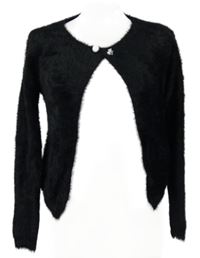 Dámský černý chlupatý svetrový cardigán 