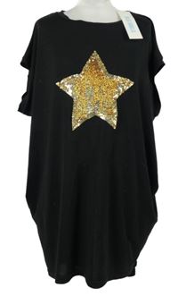 Nové - Dámská černá úpletová tunika s hvězdou z flitrů Blue Vanilla 