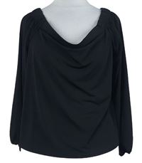 Dámské černé triko s lodičkovým výstřihem New Look 