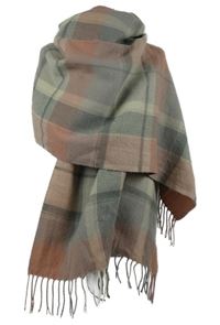 Dámská šedo-růžová kostkovaná šála s třásněmi 