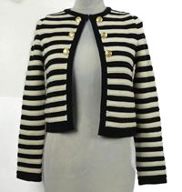 Dámský černo-smetanový pruhovaný svetrový cardigán s gombíky H&M