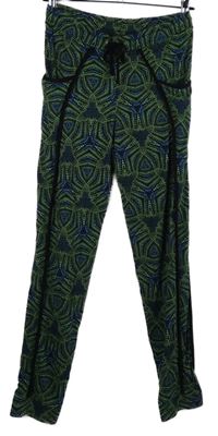 Dámské černo-modro-zelené vzorované teplákové kalhoty Topshop 