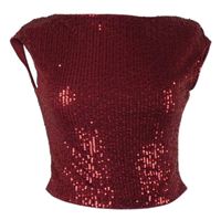 Dámský červený flitrový crop top Shein 