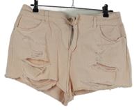 Dámské světlerůžové riflové kraťasy s dírami Denim 