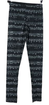 Dámské černé sportovní legíny s notami 