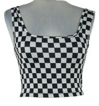 Dámský černo-bílý kostičkovaný crop top Shein 