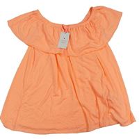 Neonově oranžový crop top s volánkem Candy couture