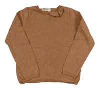 Hnědý třpytivý lehký svetr s mašlí H&M