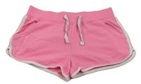Neonově růžové teplákové kraťasy s proužkem zn. Primark