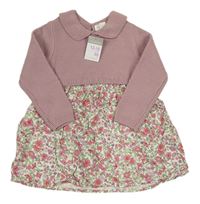 Růžovo-květinové pleteno/lehké šaty Primark
