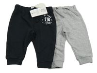 Nové - 2x tepláky šedé+ černé F&F