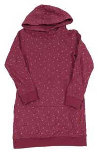 Vínové květinové teplákové šaty s kapucí Yigga