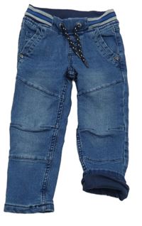 Modré podšité rifle s úpletový pasem Pocopiano